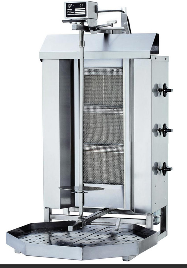 Dönergrill CP220, 9,75 kW, 3 Brenner, 40 kg Fleisch, Motor oben, Erdgas/Propangas, H960 B550 T700 mm