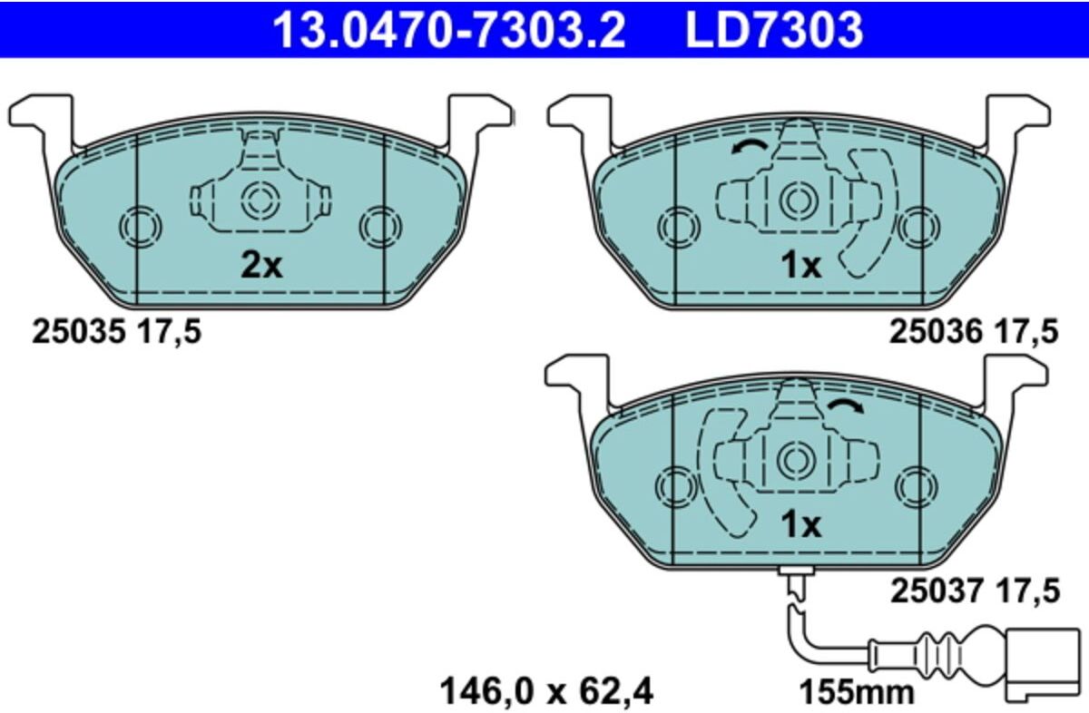 Bremsbelagsatz ATE 13.0470-7303.2, Vorne, Keramik