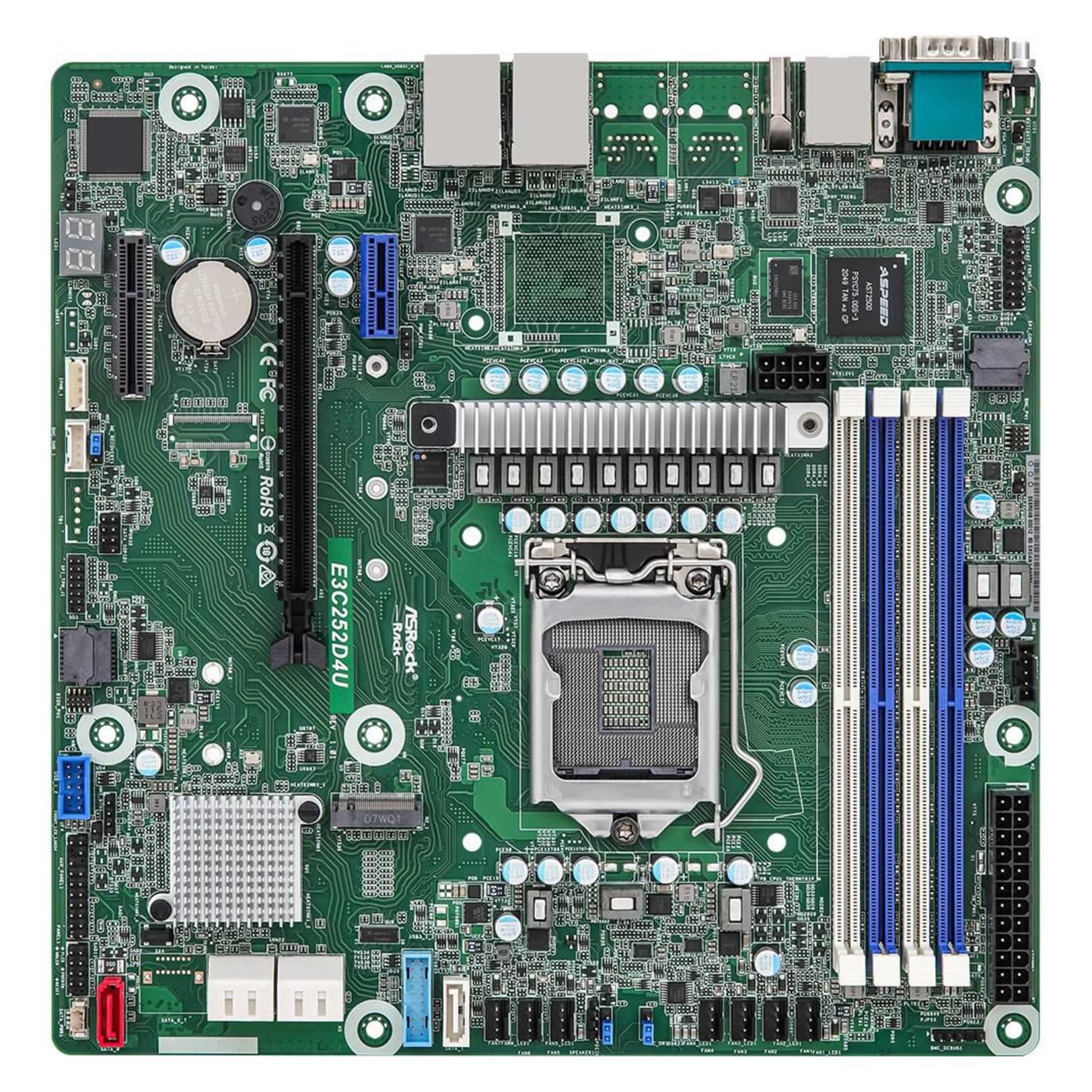 AsRock Mainboard E3C252D4U micro-ATX Sockel 1200 Single (LGA 1200, Intel C252, mATX) (E3C252D4U)