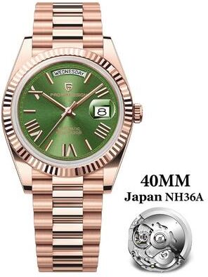 DynamicDeals Top Luxury PAGANI DESIGN DD40 Men's Watches, Automatic Mechanical, Sapphire Mirror Men's Wrist Watch rose Gold Green