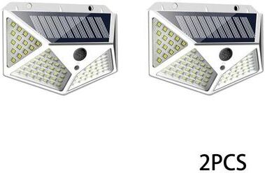 Uplift Picks Solar Motion Sensor Wall Lights With 100 LEDs For Outdoor Security white (2 Pcs)