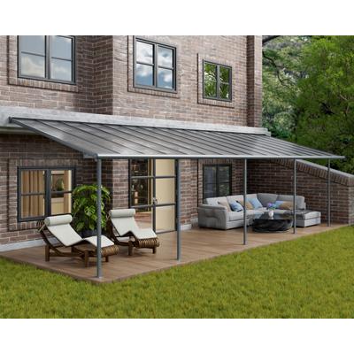 Terrassendach PALRAM - CANOPIA "Sierra Alu Terrassenüberdachung", grau, B:971cm T:295cm, Aluminium, Polycarbonat (PC), Terrassenüberdachungen, einfache DIY Montage