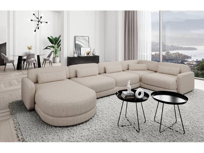Wohnlandschaft Valencia U-Form aus Stoff