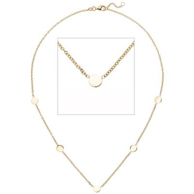 Collier JOBO, gelb (gelbgold 375), Halsketten, Damen, Gelbgold 375, L: 43, Collier, 375 Gold mit Plättchen