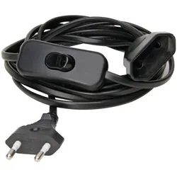 Kopp 146305094 Verlskabel mit Eurostecker und Schalter 3m Farbe:schwarz