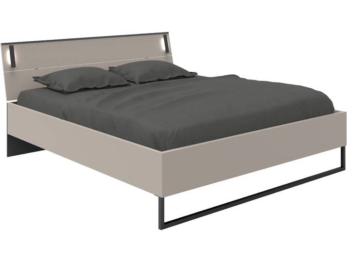 Futonbett WIMEX Tilburg in verschiedenen Breiten erhältlich, inkl. LED Beleuchtung , schwarz (saharagrau, absetzung schwarz, saharagrau, absetzung schwarz, saharagrau, absetzung schwarz), B:168cm H:93cm L:210cm, Betten, Futonbett, Bett mit Metallkufe