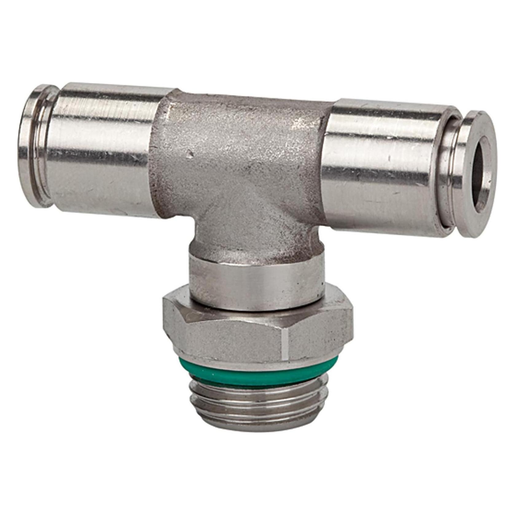 Riegler T-Steckverschra., drehbar, G 1/8 a., Schl.-Ø 6, 15bar, ES 1.4404 (55.018-6 ES)