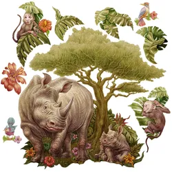 WANDAUFKLEBER 100x108cm - Wildtiersafari