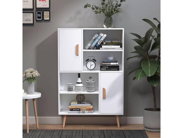 HOMCOM Bibliothèque 80x24x123cm Bois Blanc Scandinave