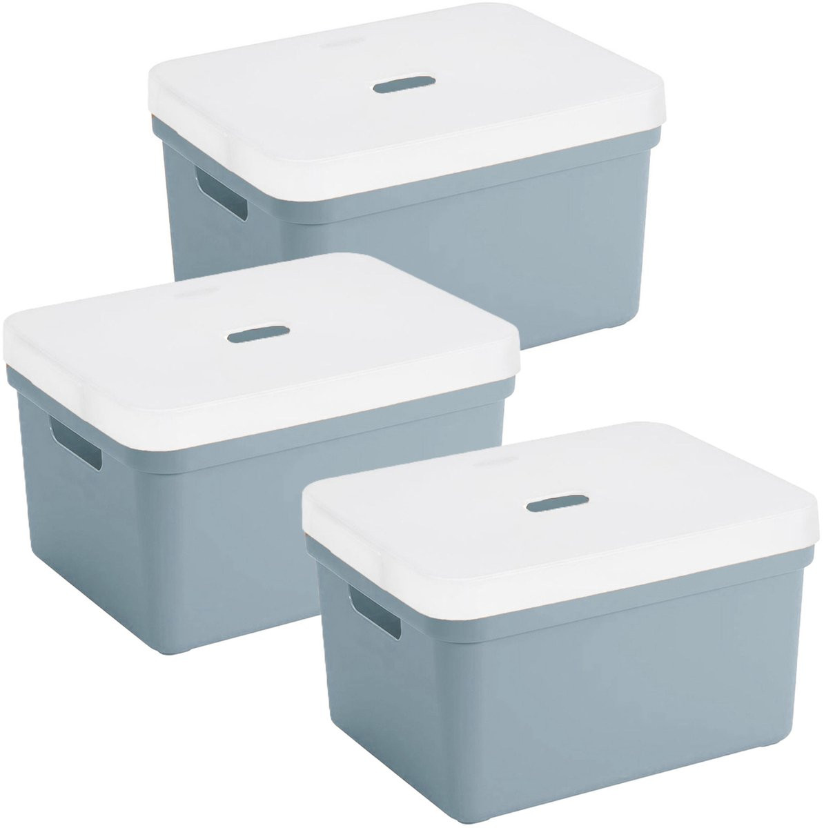 Sunware Sigma Home opbergbox 5L - Set van 3 - Blauw/Transparant