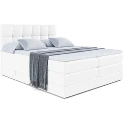 BOXSPRINGBETT RICAR KING - 140x200 - H3/H4 - Weiß Hochglanz