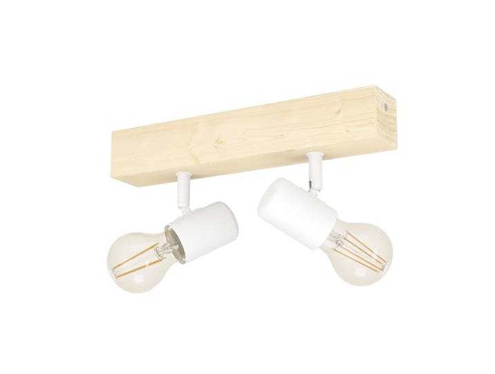 Eglo Lampe de plafond TOWNSHEND 3\, 2 flammes spot de plafond vintage au design industriel\, lampe rétro en acier et en bois\, blanc\, marron\, certifié FSC\, douille E27