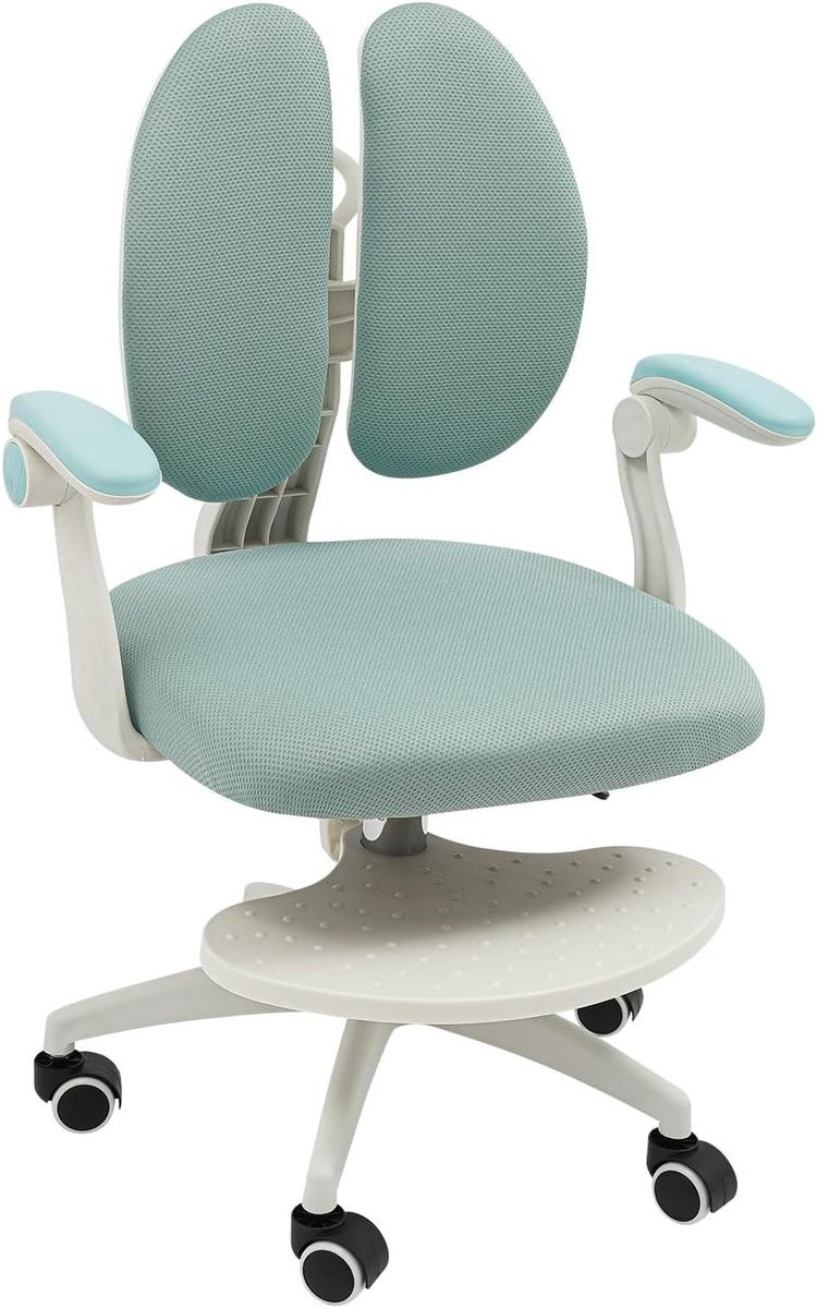 Ergonomische kinder bureaustoel met inklapbare armleuningen - Blauw