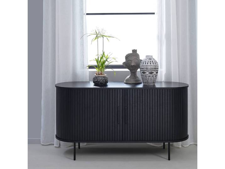 Enfilade 140 cm 140 x 76 x 45cm Noir/Chêne noir