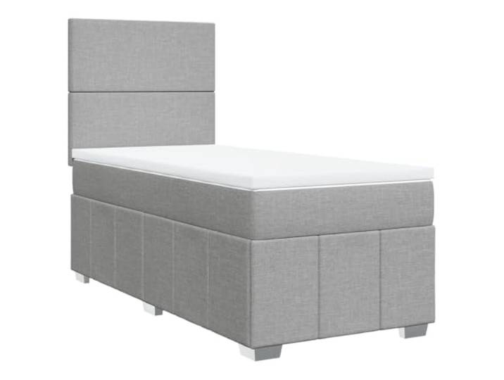 Makastle Boxspringbett mit Matratze Hellgrau 90x200 cm Höhenverstellbares Kopfteil