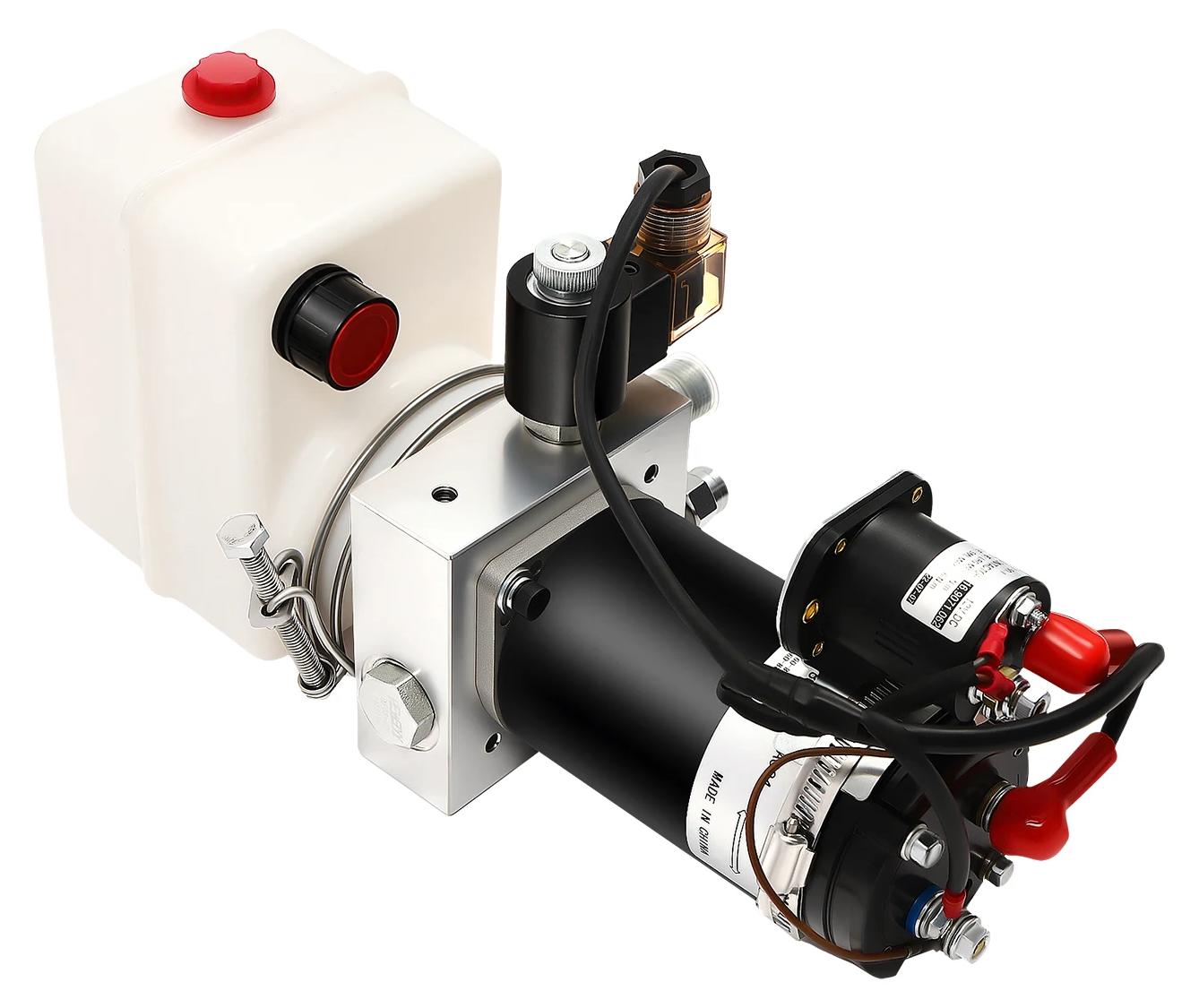 Hydraulikpumpe - Hydraulikaggregat - 12 V DC - 800 W - Einfachwirkend - Für Lkw und Kippanhänger - Schwarz und Silber