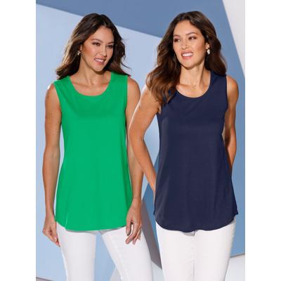 Longtop CLASSIC BASICS, Damen, Gr. 42, bunt (grasgrün, marine), 100% Baumwolle, unifarben, Rundhals, Tops
