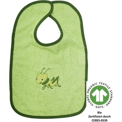 Lätzchen WÖRNER "Grashüpfer hellgrün Riesen-Klettlatz", Baby, grün (hellgrün), Obermaterial: 100% Baumwolle, Lätzchen, Biobaumwolle, mit Klettverschluss, maschinenwaschbar