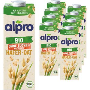 alpro Haferdrink aus europäischem Hafer, ohne Zucker, BIO, zuckerfrei, je 1 Liter, 8 Stück