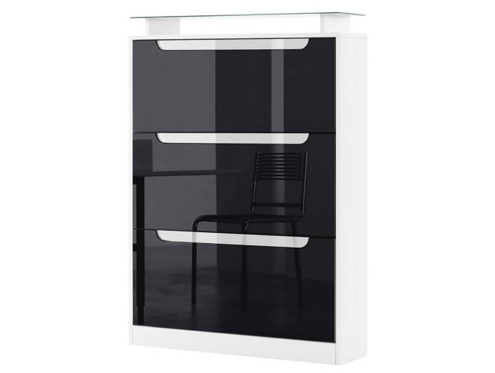 SCHUHSCHRANK Space Schwarz Hochglanz / Weiß Hochglanz