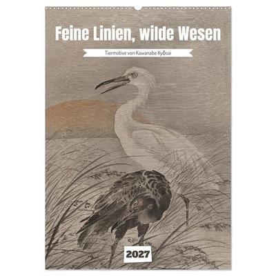 Feine Linien, wilde Wesen (Wandkalender 2027 DIN A2 hoch), CALVENDO Monatskalender