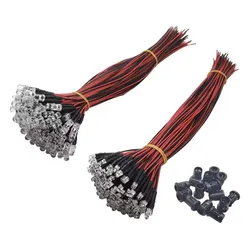 BerryBase 5mm LED Set mit 20cm Kabel und LED-Halter, vormontiert, 20 Stück, 12V DC - Farbe: Blau