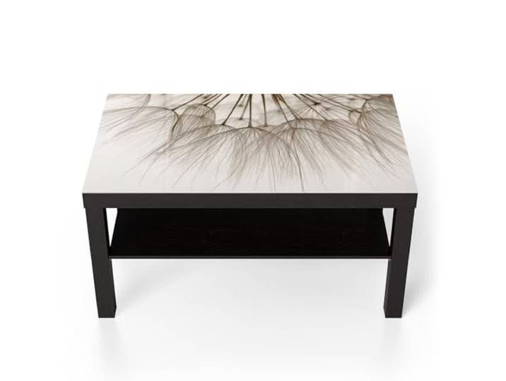 DEQORI Glastisch schwarz groß 90x50 cm Motiv Pusteblumenpoesie ausgefallener Beistelltisch aus Glas Hochglanz Couchtisch fürs Wohnzimmer moderner Couch Tisch mit Design