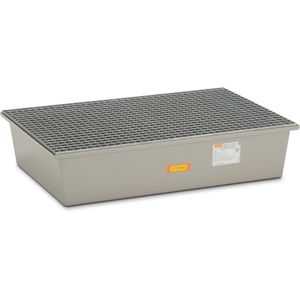 CEMO Auffangwanne 220/2, 6875, aus GFK, 128 x 85cm, mit Stahl-Gitterrost, 220 Liter