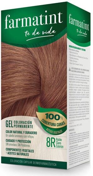 FARMATINT Gel Coloración Permanente Tinte Capilar 8R Rubio Claro Cobrizo