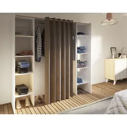 TemaHome »Tom 2.2« Kleiderschrank mit Vorhang Weiß Taupe
