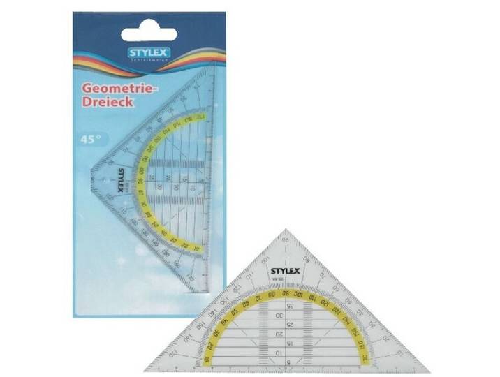 Geodriehoek breekbaar 37020 - Geodriehoek 16cm - Verpakt in plastic etui
