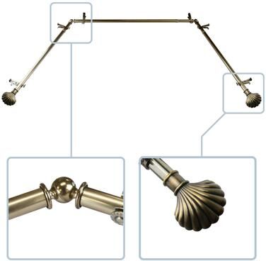"InStyleDesign Husk 13/16"" Bay curtain rod 20""-36"", 38""-72"""