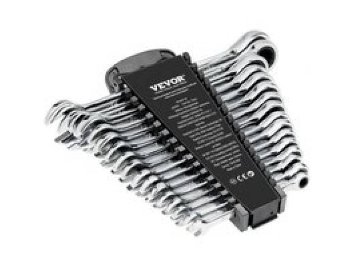 VEVOR Jeu de Clés Mixtes 16 PCs, Clés à Cliquet Métrique 8-24 mm, Ensemble de Clés en Acier Cr-V, avec Support de Rangement, pour Travaux Ménagers Généraux, Réparations Automobiles, Garage, Atelier