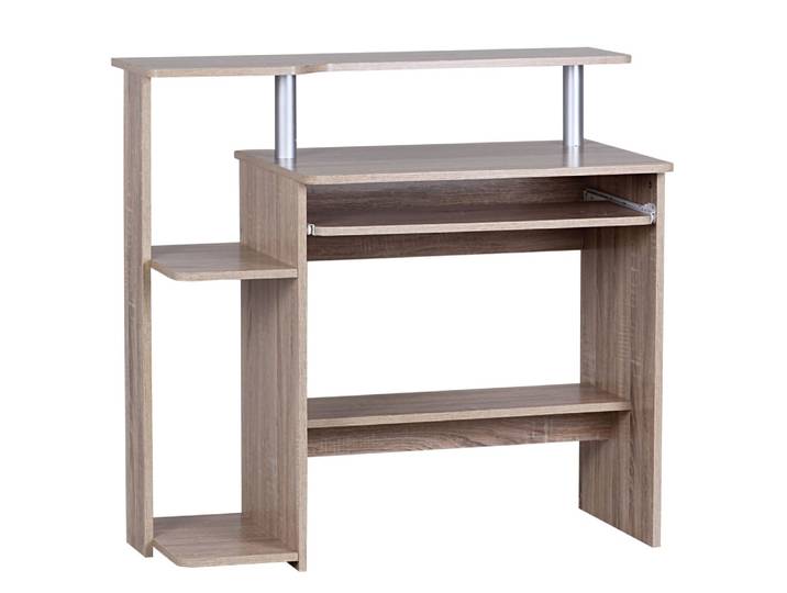 Bureau avec tablette clavier en aggloméré, chêne sonoma