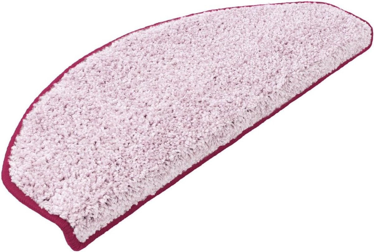 Set van 15 roze hoogpolige trapmatten met GUT-zegel voor het beschermen van je traptreden
