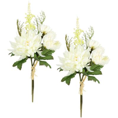 Kunstblume I.GE.A. "Chrysanthemen-Bund 2er Set", weiß, B:13cm H:25cm L:11cm, Polyester, Kunstpflanzen, 25cm Strauß künstlich Bouquet Seidenblume Blumenbouquet Blumenstrauß