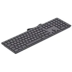 LMP USB Keyboard 110 keys wired USB keyboard with 2x USB and aluminum upper cover - German (DE, Kabelgebunden), Tastatur, Grau