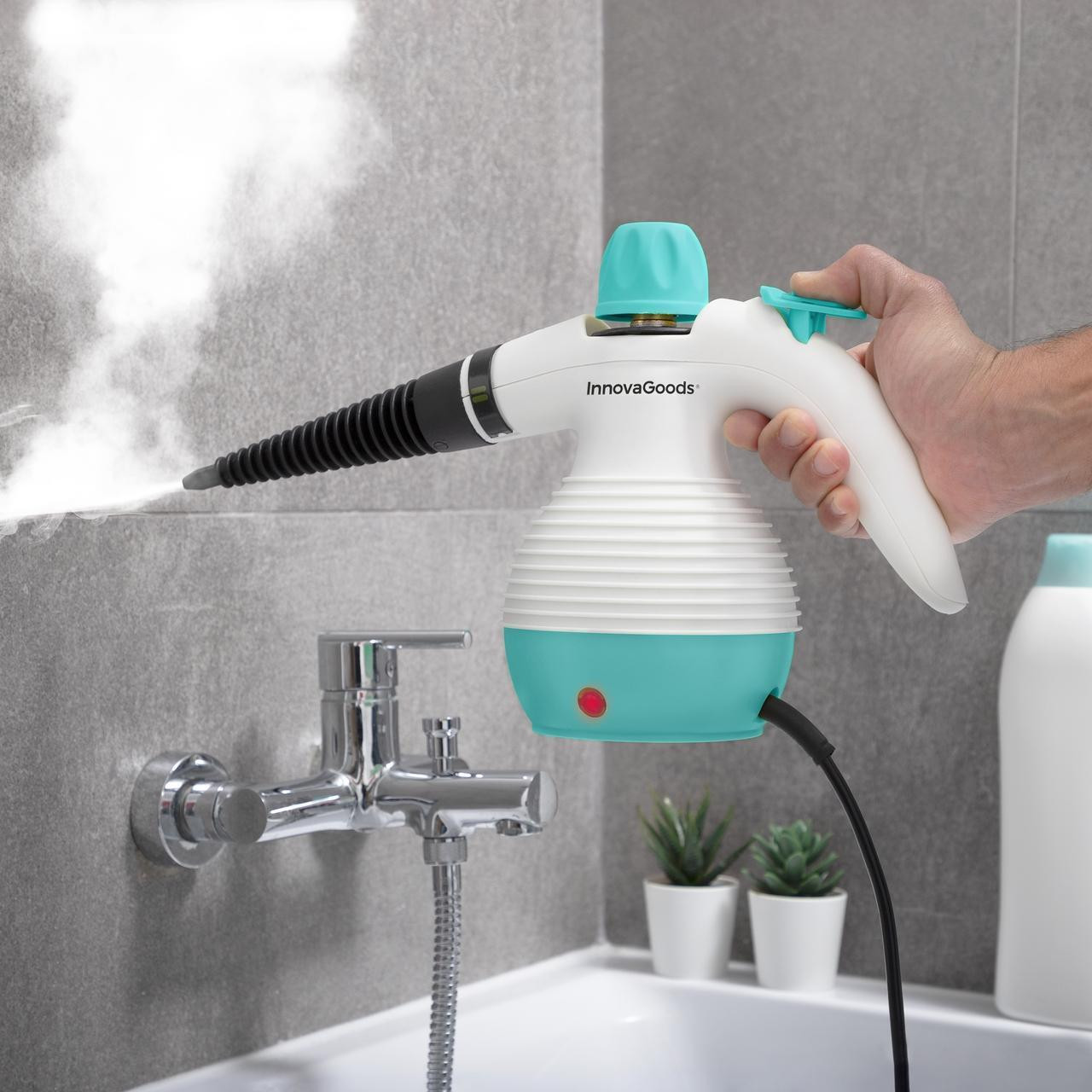 InnovaGoods Steany InnovaGoods 9-in-1 multifunctioneel handstoomapparaat met accessoires, 1000W, 0,35 l, 3 Bar