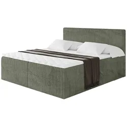 BOXBETT mit Matratze H3 und Lattenrost - TOLO - 140x200 Cord - Olive