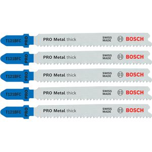 Bosch Stichsägeblätter PRO Metal thick T121BFC, für Metall, 5 Stück