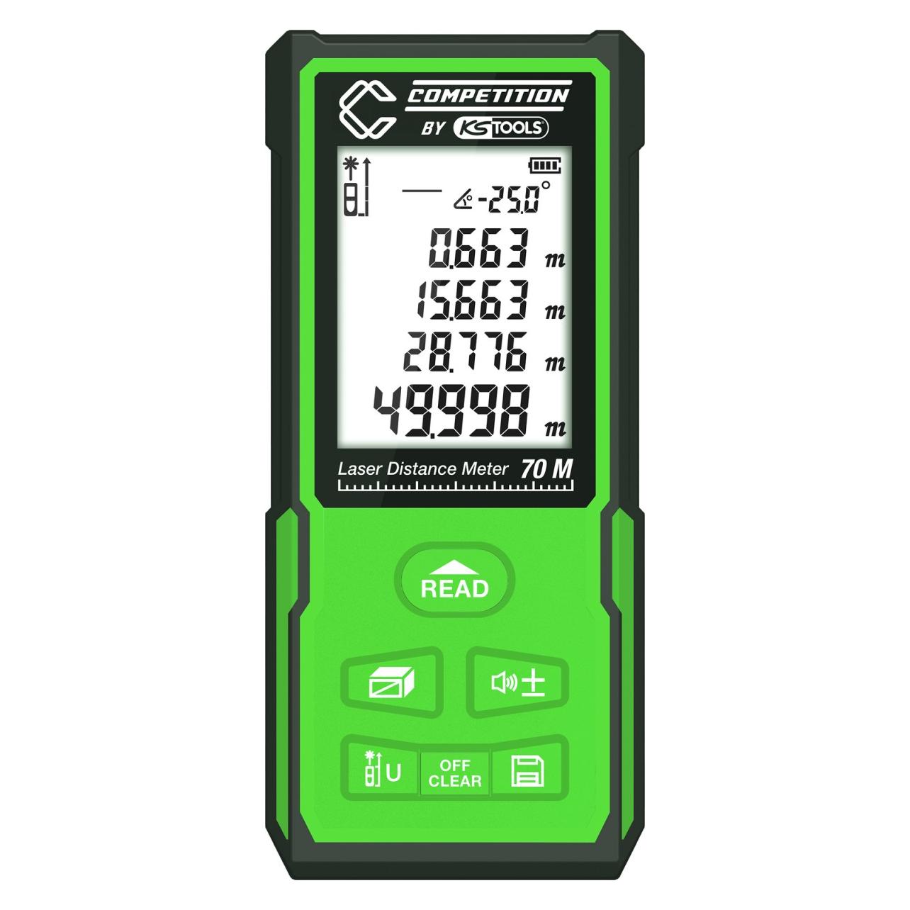 KS Tools 512.3000 COMPETITION Laser-Entfernungsmesser Laser-Entfernungsmesser (70 m, Laserentfernungsmesser) (512.3000)