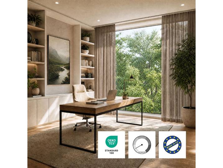 GOODproduct ELVIRA, nach Wunschmass, transparent, Made in Europe Kräuselband 1 Stk. tlg. Massanfertigung, made in europe, Wohnzimmer, Schlafzimmer, uni