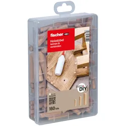 fischer Praktische Helfer Holzdübel-Sortiment 160 Stück
