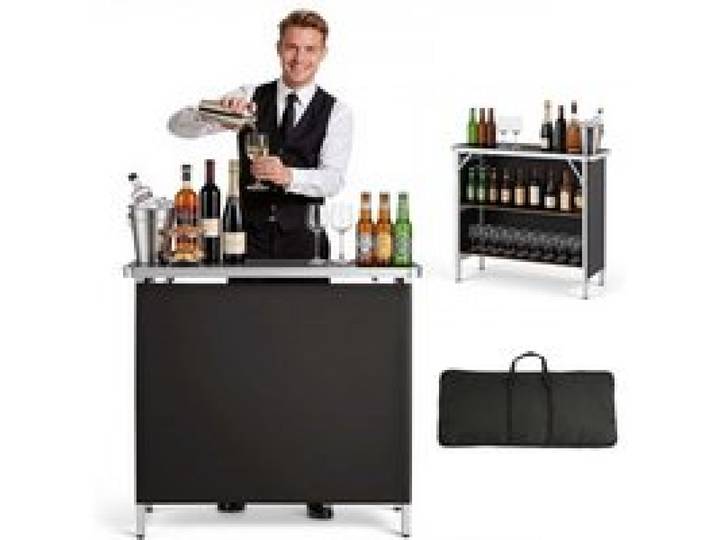 VEVOR Messetheke Klappbar, 980x385x870 mm, Empfangstheke mit Tragetasche, Ablagefach, Rezeptionstheke, Messestand, Bartisch, Faltbare Mobile Barstation für Veranstaltungen, Partys & Messen