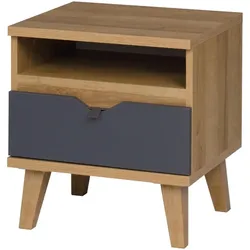 NACHTTISCH Moreno mit 1 Schublade, Eiche gold/mattweiß/graphit