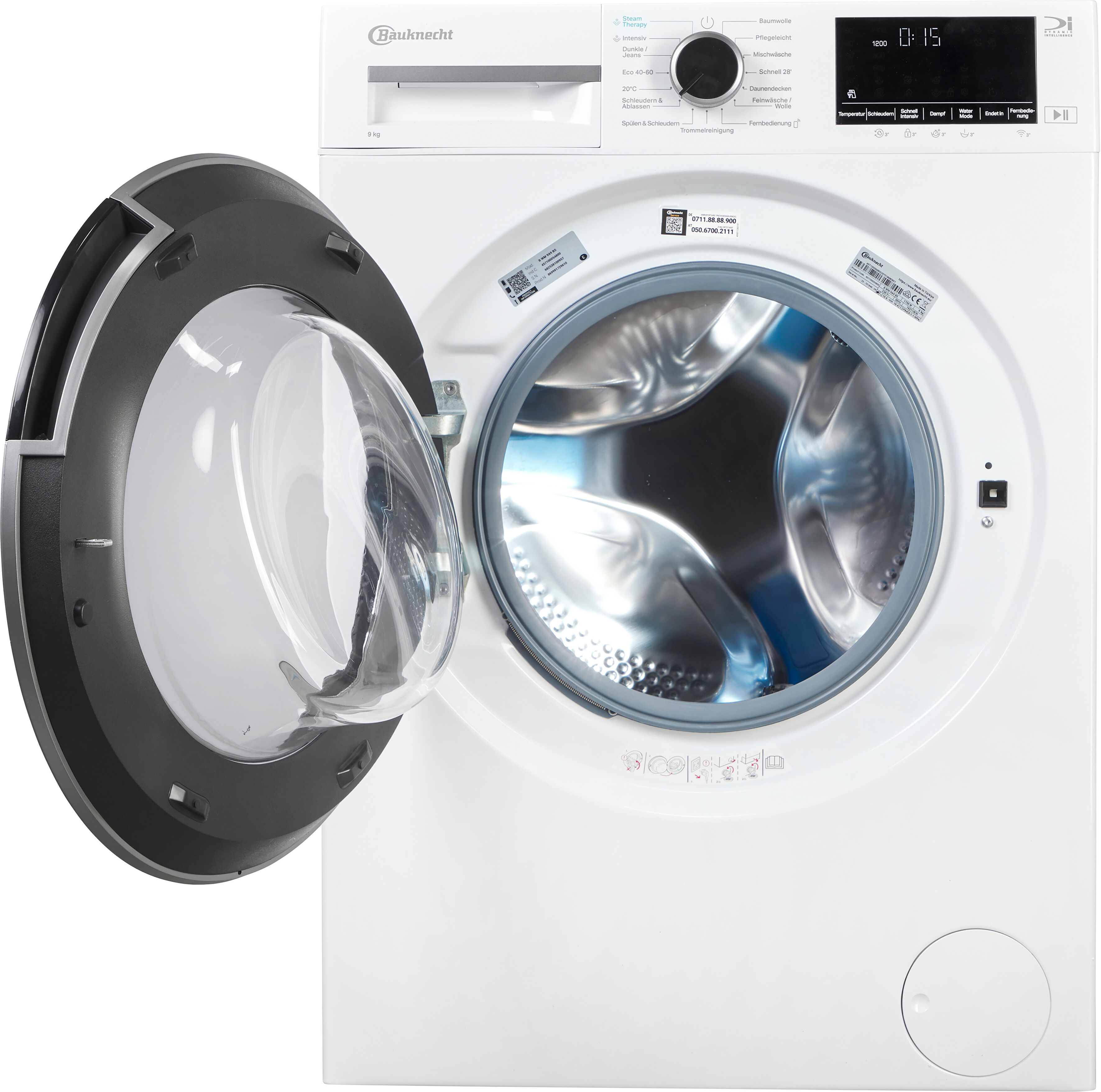 Bauknecht Waschmaschine "B WM 9A9 BS", Energieeffizienz: A, weiß, B:60cm H:84,5cm T:58cm, Waschmaschinen, Adaptive Wash – Intelligente Anpassung der Programme an Ihre Wünsche, Waschmaschine