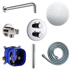 Fukana Pure Duschsystem Unterputz, chrom Thermostat, Kopfbrause, Handbrause, Komplettset