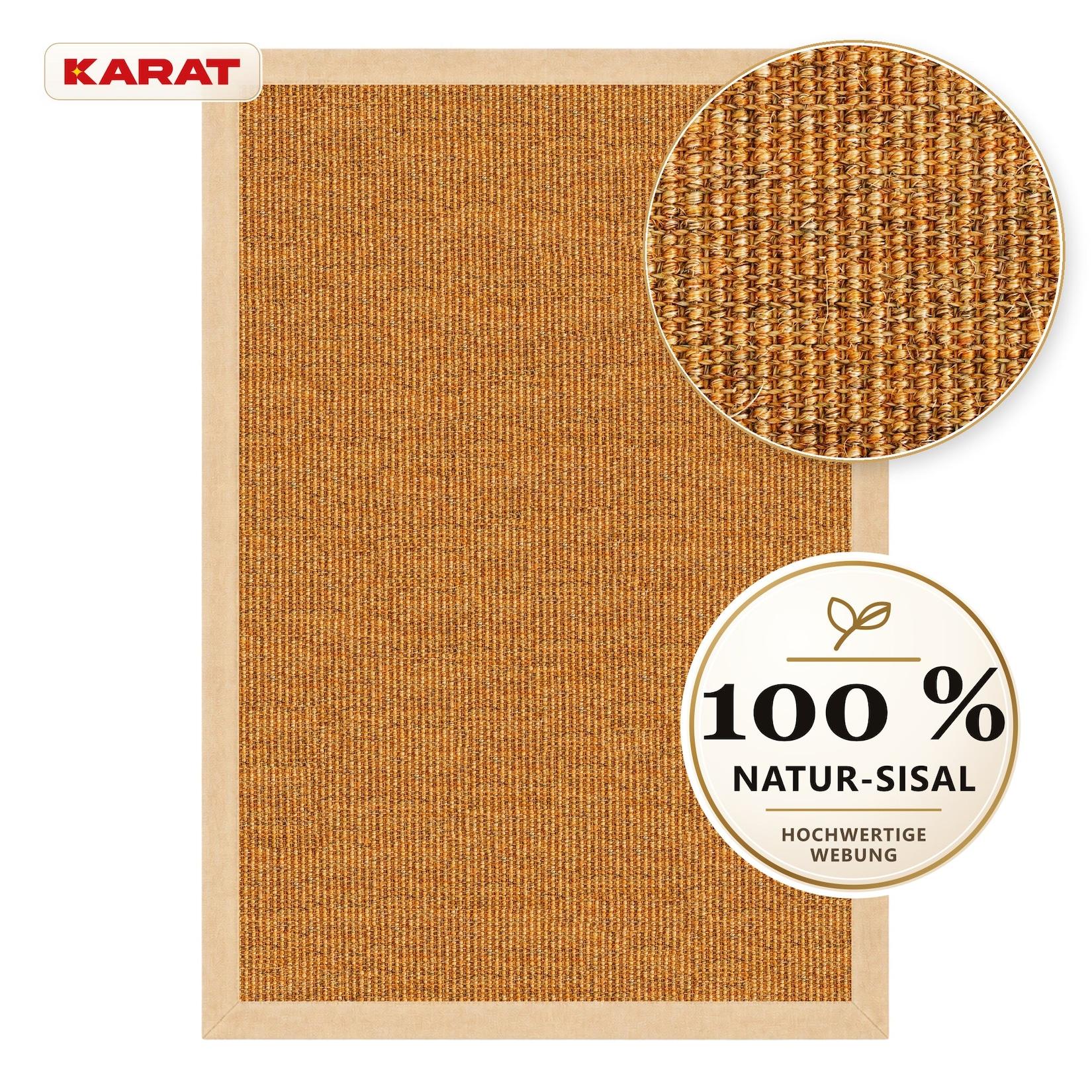Karat Sisal-Teppich Goa Naturteppich aus 100 % Sisal mit Stoffbordüre Kork