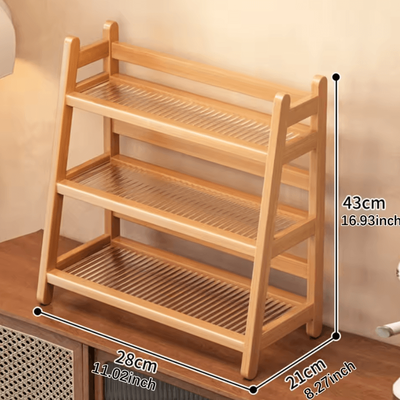 Inspire Curations Multi Purpose Syrup Bottle & Coffee Bar Organizer Stand wood 3tiers