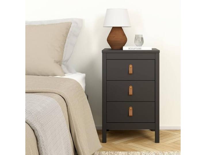 Dmora - Nachttisch Mirabelle, Niedrige Kommode, Tisch, Multifunktionaler Nachttisch, 44x38 h70 cm, Schwarz